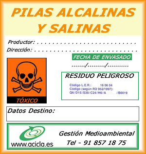 Residuo pilas alcalinas